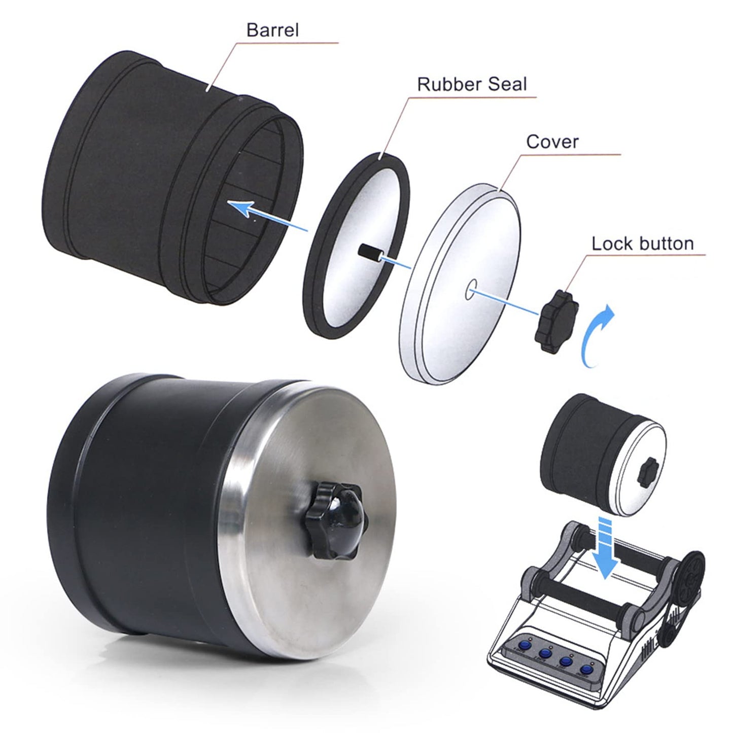 Buaob Rock Tumbler Kit - Turn Rough Rocks Into Beautiful Gems With 7-Day Polishing Timer, Includes 2 Belts, Bag Of Rough Stones,