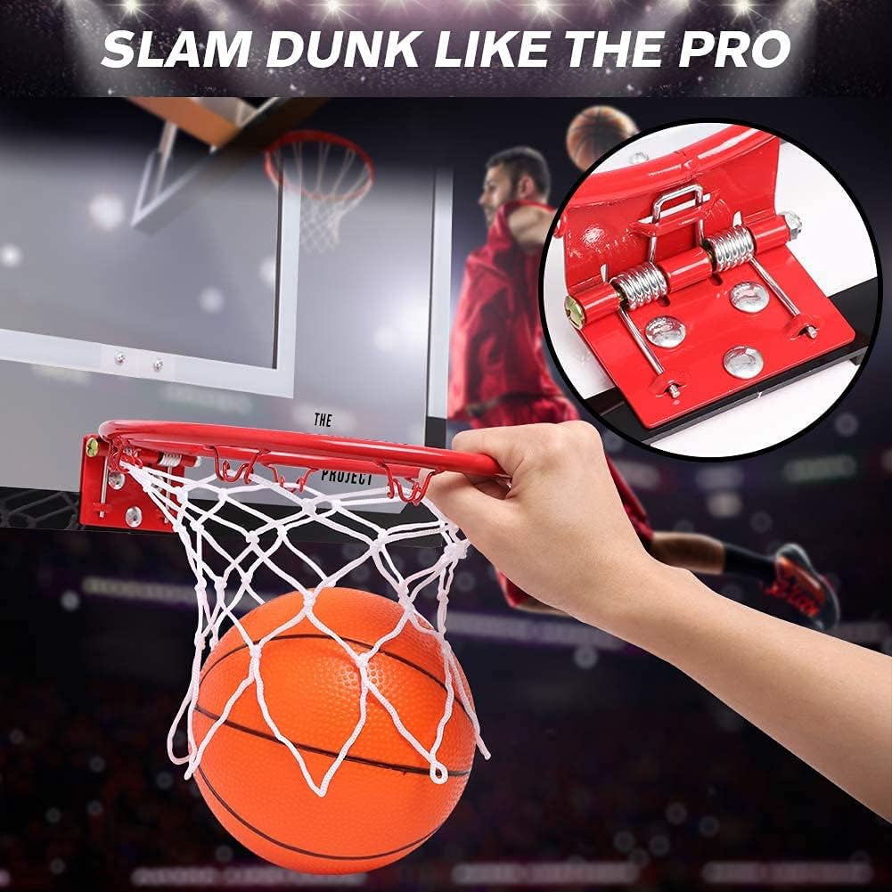 Large Indoor Mini Basketball Hoop Set for Kids and mature-themed 24 X 16 Inch Board Family Games for Home and Office Door & Wall with 3 Balls and Complete Accessories  Basketball Toy Gift for Boys Girls Teens
