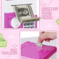 Playsheek Piggy Bank For Girls Boys Large Electronic Money Coin Banks With Password Protection, Automatic Paper Money Scroll Saving Box, Great Gift For Kids (Pink-White)