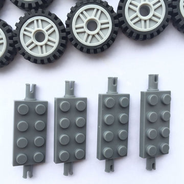 24 Mm X 7 Mm Tire,Wheel And Long Axles -50 Pieces Brick Building Chassis Pieces Education Wheels Set Toy