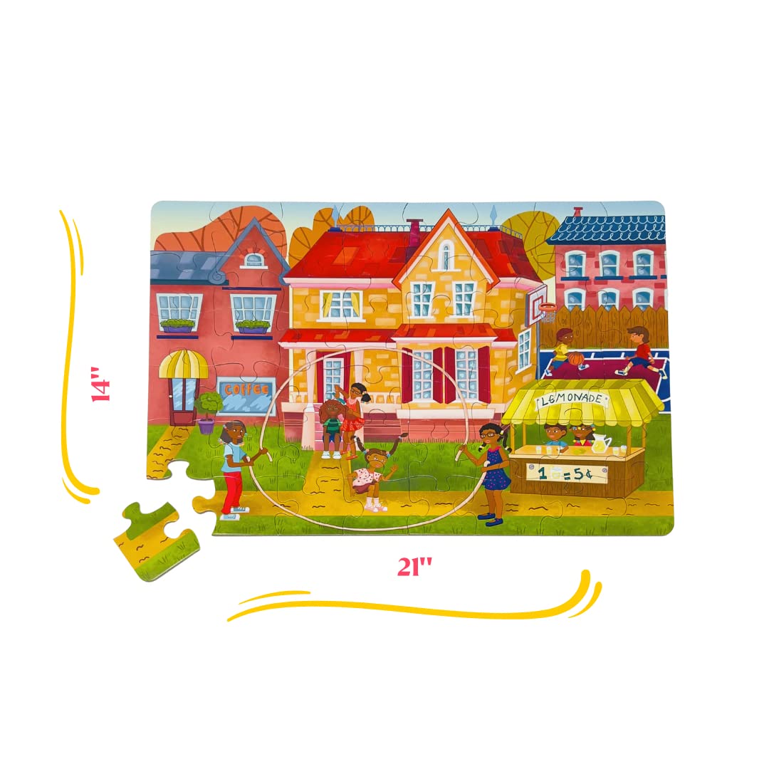 Upbounders- Fun Outside 48 Piece Floor Puzzle, Multicultural Beginner Jigsaw Puzzle With African American Children Boys Girls At Play, Ages 4+