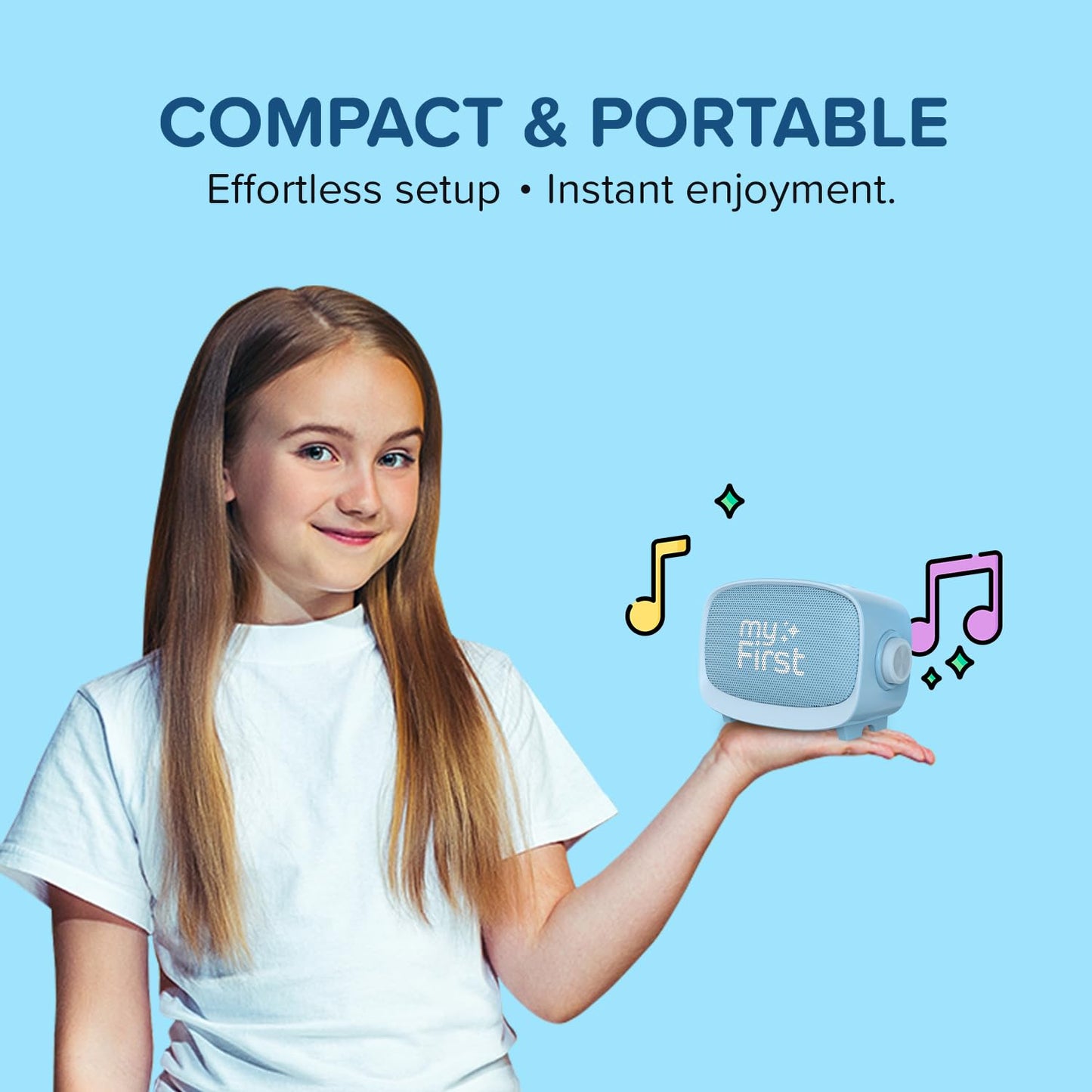 myFirst Voice 2 - Kids Mini Karaoke Machine with Wireless Microphone and Ai Voice Changer for Kids  Portable Bluetooth Speaker  Christmas Toys Gifts for Girls and Boy 3-12 Years Old (Blue)