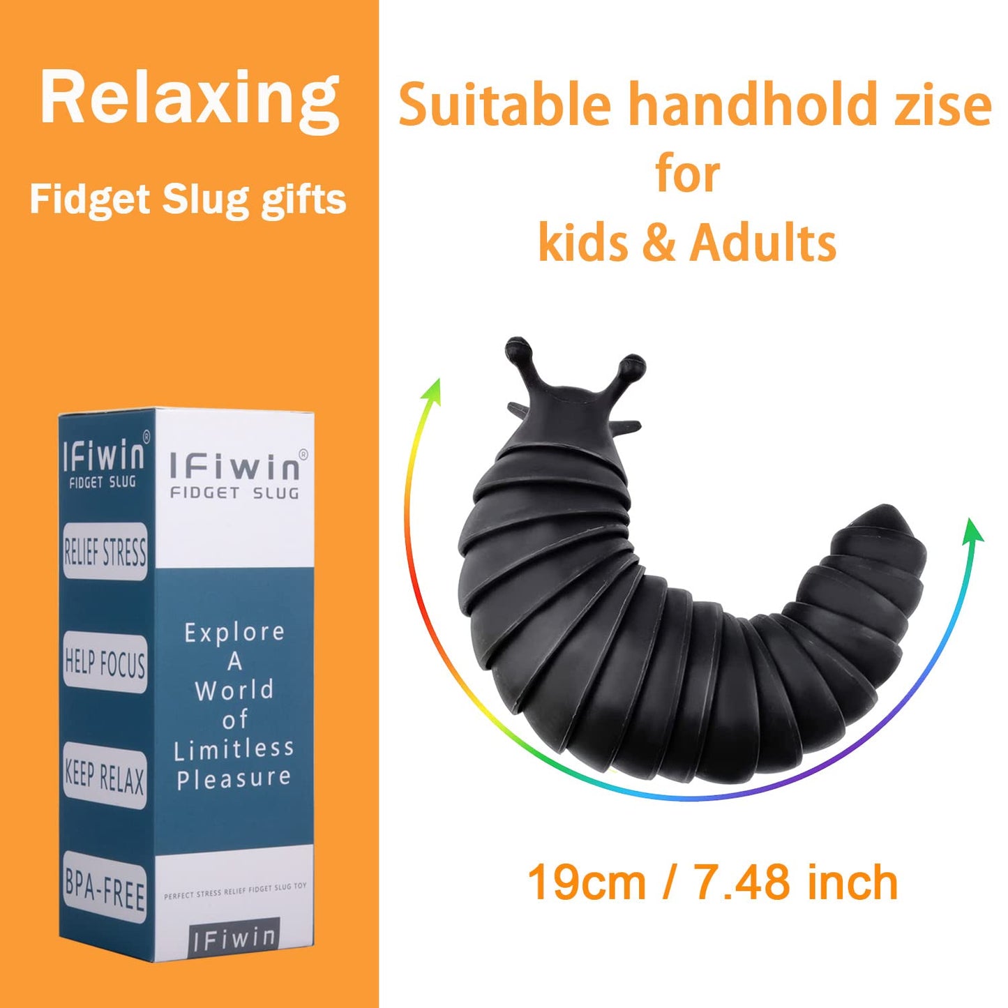 Ifiwin Fidget Slug, Sensory Slug Fidget Toys For Autistic Kids & Adults, Autism Sensory Toys, Lightning The Deals Of Today Prime