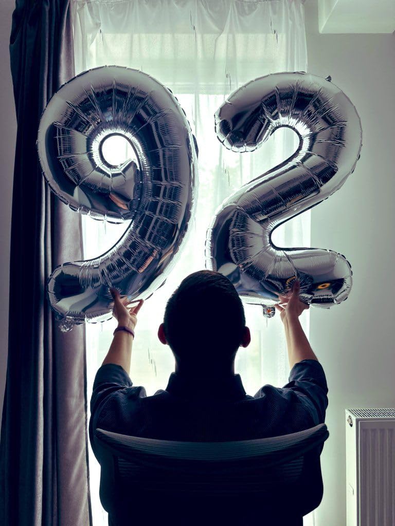 Silver 9 Balloon, Number Balloons 40 Inch, 9Th Giant Birthday Decorations For Boys Girls,19Th 29Th Silver Party Decorations Supp