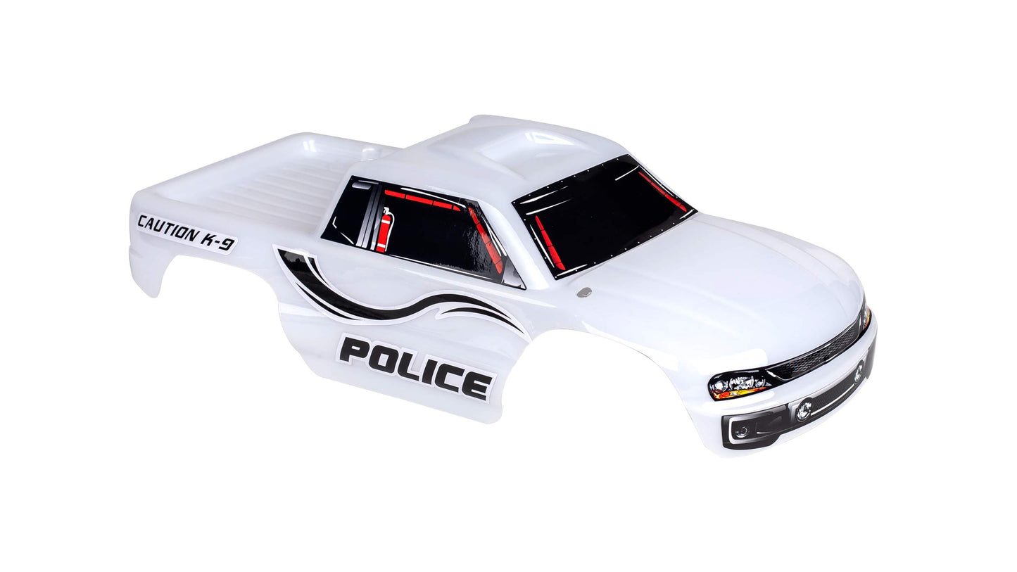 SummitLink Custom Body for 1/10 Scale RC Truck, Police White, 15x6x0.1 inches, Plastic, Model Stampede-2024