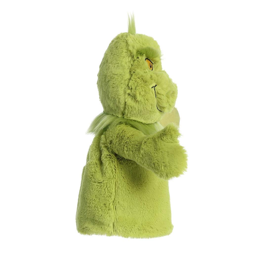 Aurora® Whimsical Dr. Seuss™ Grinch Hand Puppet Stuffed Animal - Magical Storytelling - Officially Licensed - Green 10 Inches