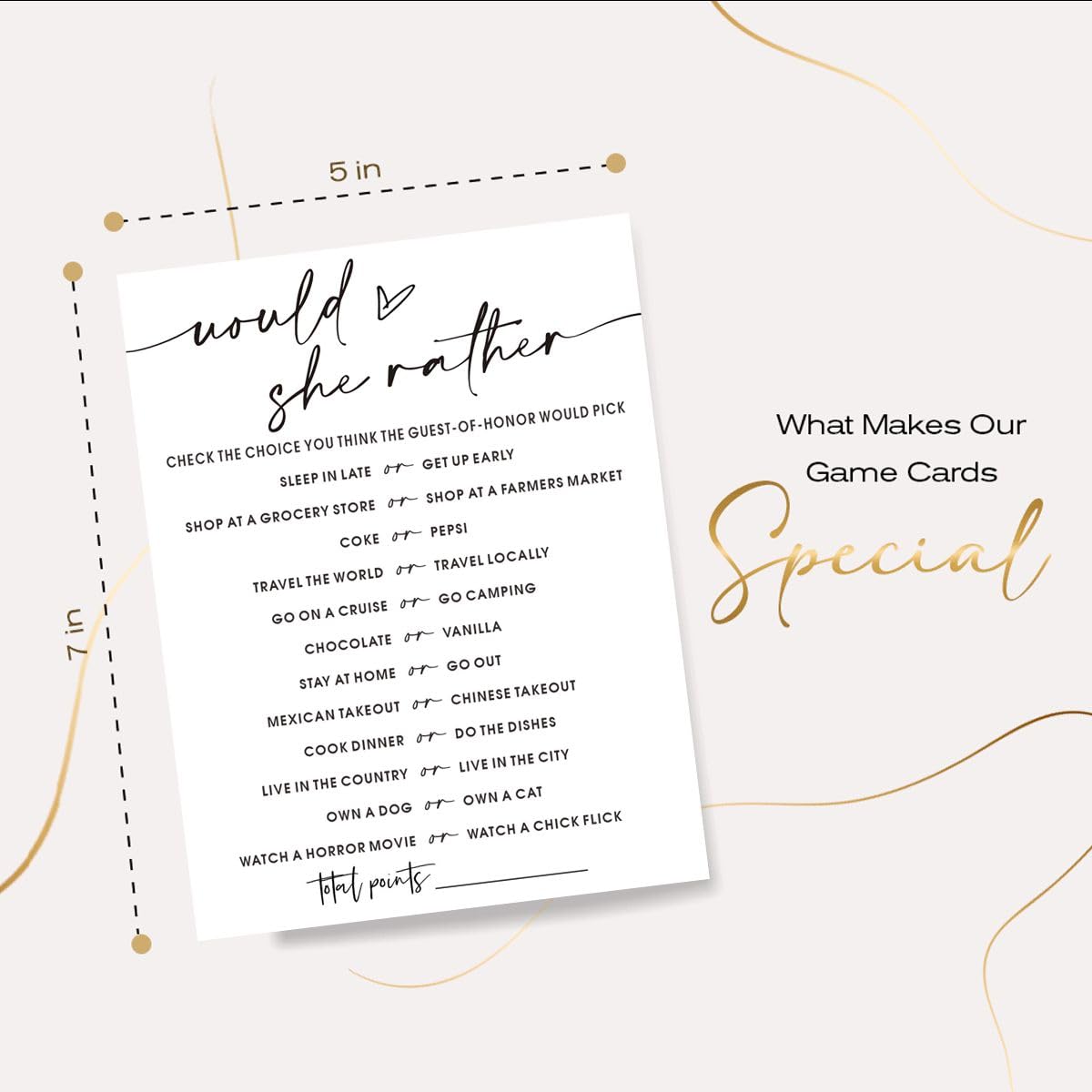 Wedding Shower Games Cards, Would She Rather Bridal Shower Game For 25 Guests, Engagement Party Wedding Games For Guests, Minima