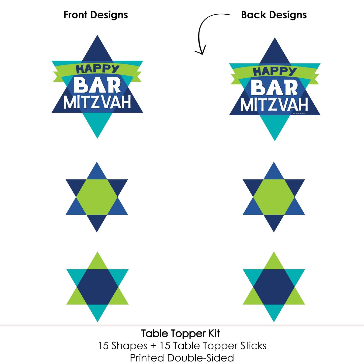Big Dot Of Happiness Blue Bar Mitzvah - Boy Party Centerpiece Sticks - Table Toppers - Set Of 15