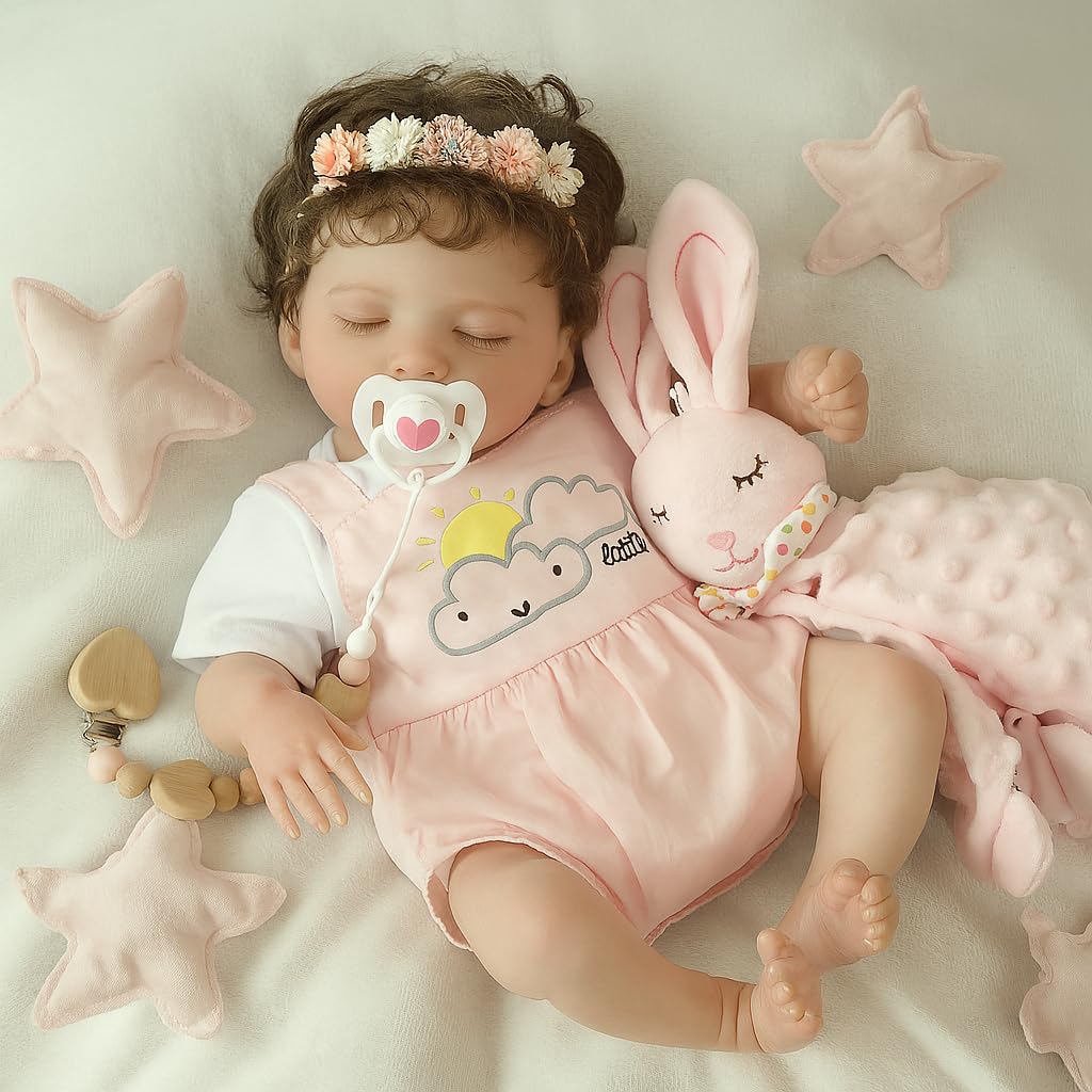 Scom Realistic Reborn Baby Dolls - 20 Inch Lifelike Newborn Baby Girl, Real Life Dolls With Soft Weighted Body, Sleeping Baby Gi