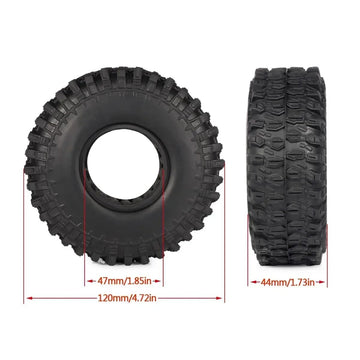 4Pcs Rubber 120x44mm 1/10 RC Crawler 1.9 Tires with Foam Inserts for Gen7 Gen8 SCX10 TRX4 Upgrades (E-120x44mm)