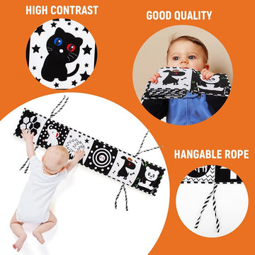 Teytoy Baby Toys 0-6 Months, Black And White High Contrast Sensory Newborn Toys, Baby Soft Book For Early Education, Infant Tummy Time Toys, Baby Newborn Essentials Must Haves
