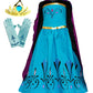 Cokos Box Girls Coronation Dress Costume Cape Gloves Tiara Crown Accessories Kids Set (Blue-Purple, 8 Years)