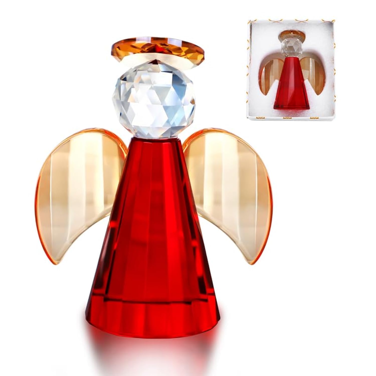 Qfkris Crystal Angel Figurines, Christmas Angel Figurines, Glass Christmas Ornament 2024, Glass Guardian Angel Collectibles For 