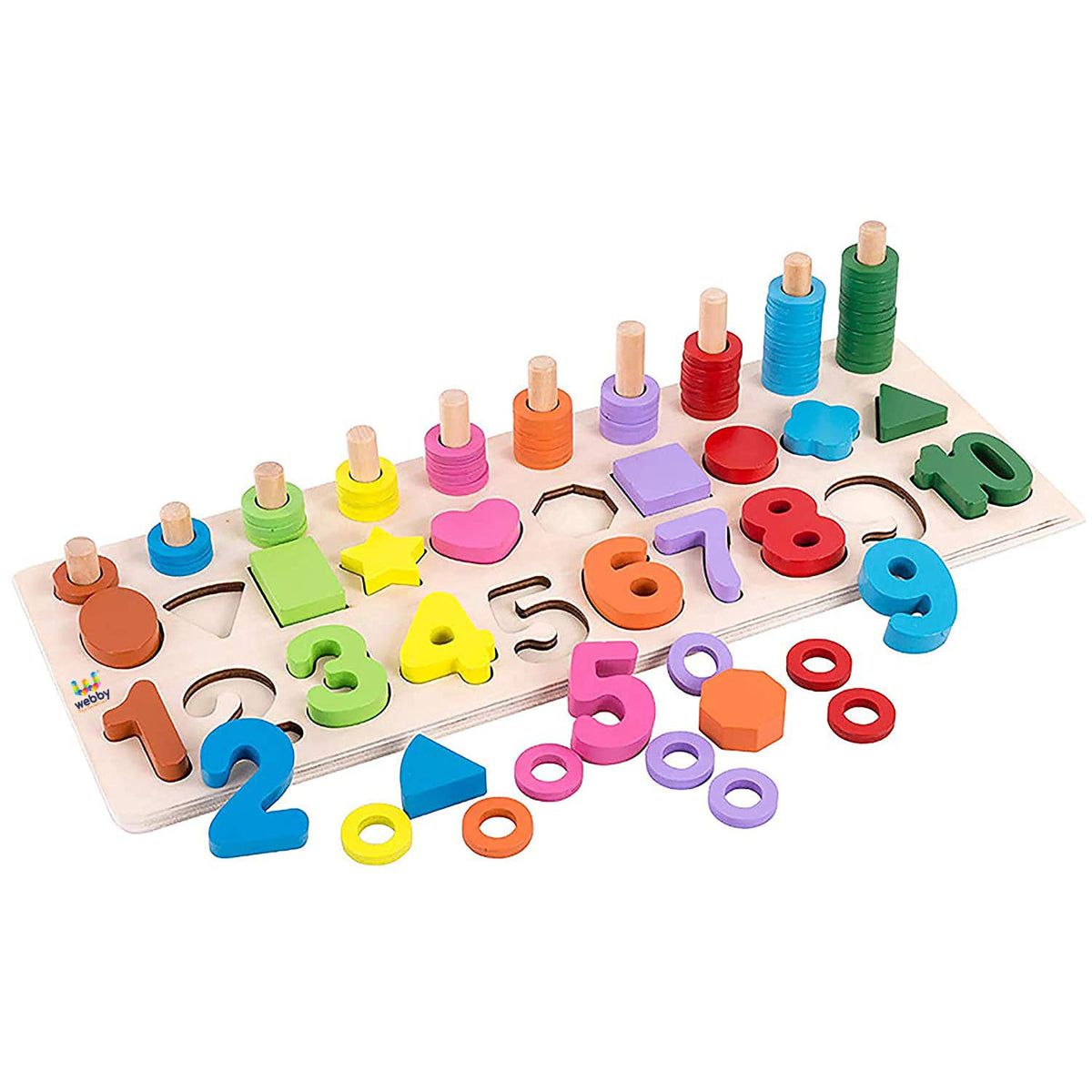 Webby KidS Wooden Educational Learning Numbers And Shapes Puzzle Game Pack Of 1