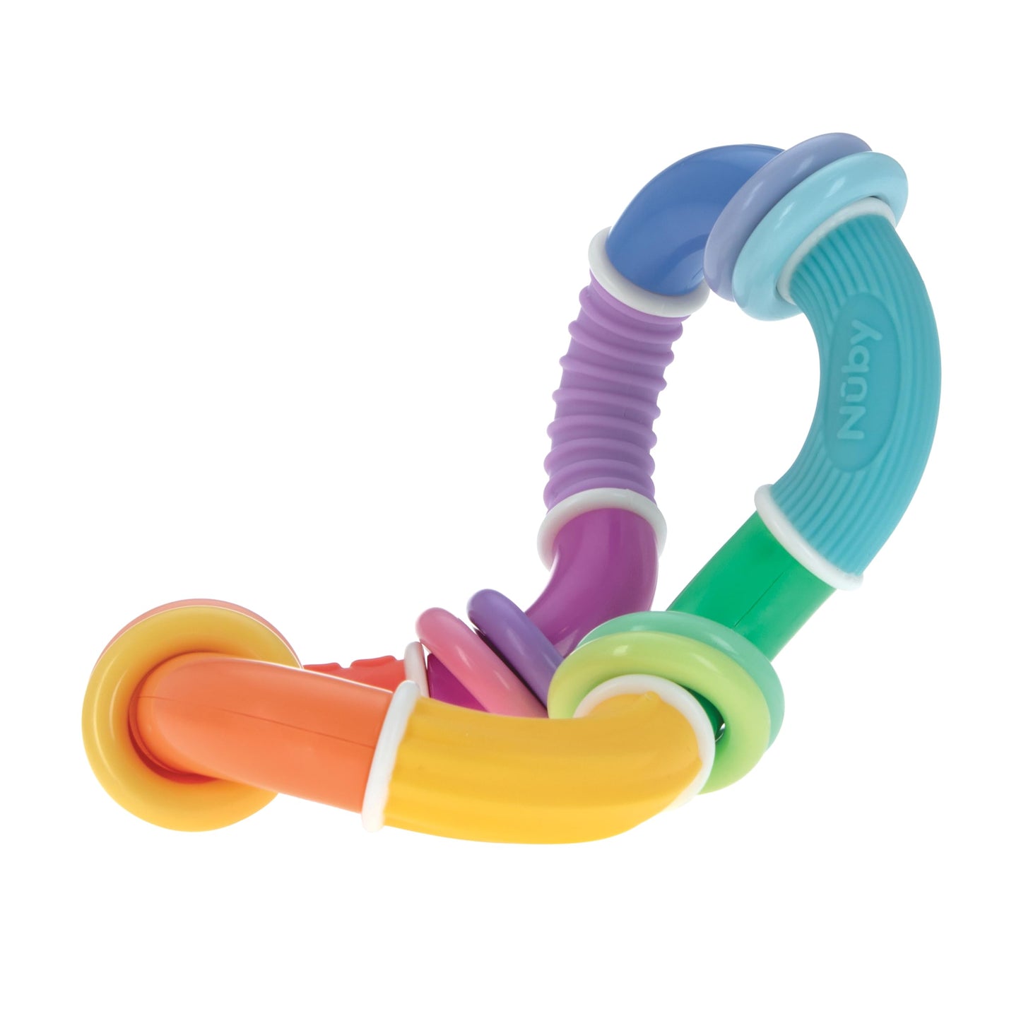 Nuby Twist-a-Ring Rattle Teether Toy for Babies - Toy for Baby Teething Relief - 6+ Months