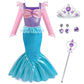 Luzlen Little Girls Mermaid Princess Costume Party Dress For Toddler Kids Baby Halloween Dress Up, 5-6 Years(Tag 130)