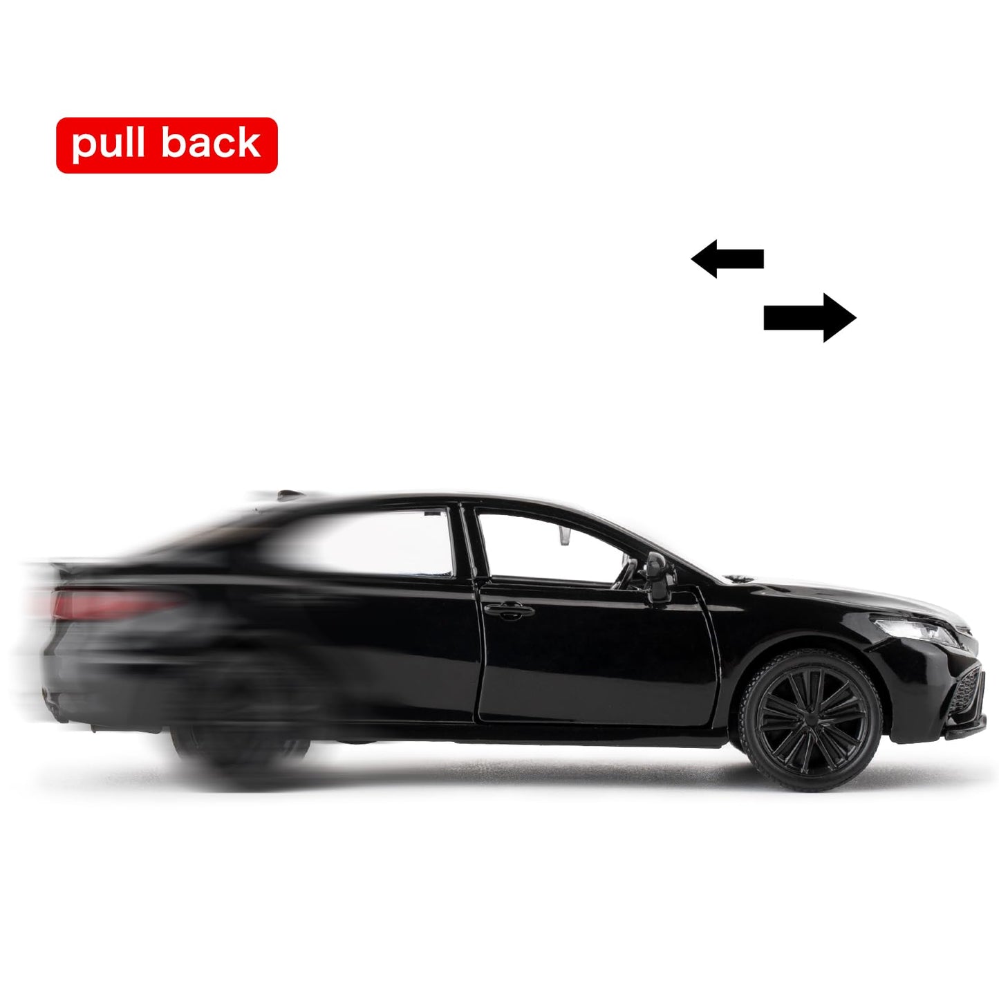 RMZ City 1:36 Camry XSE Diecast Model Car, Pull Back Toy, Black, Doors Open, Gift for Kids Aged 3 and Up, Model 554063