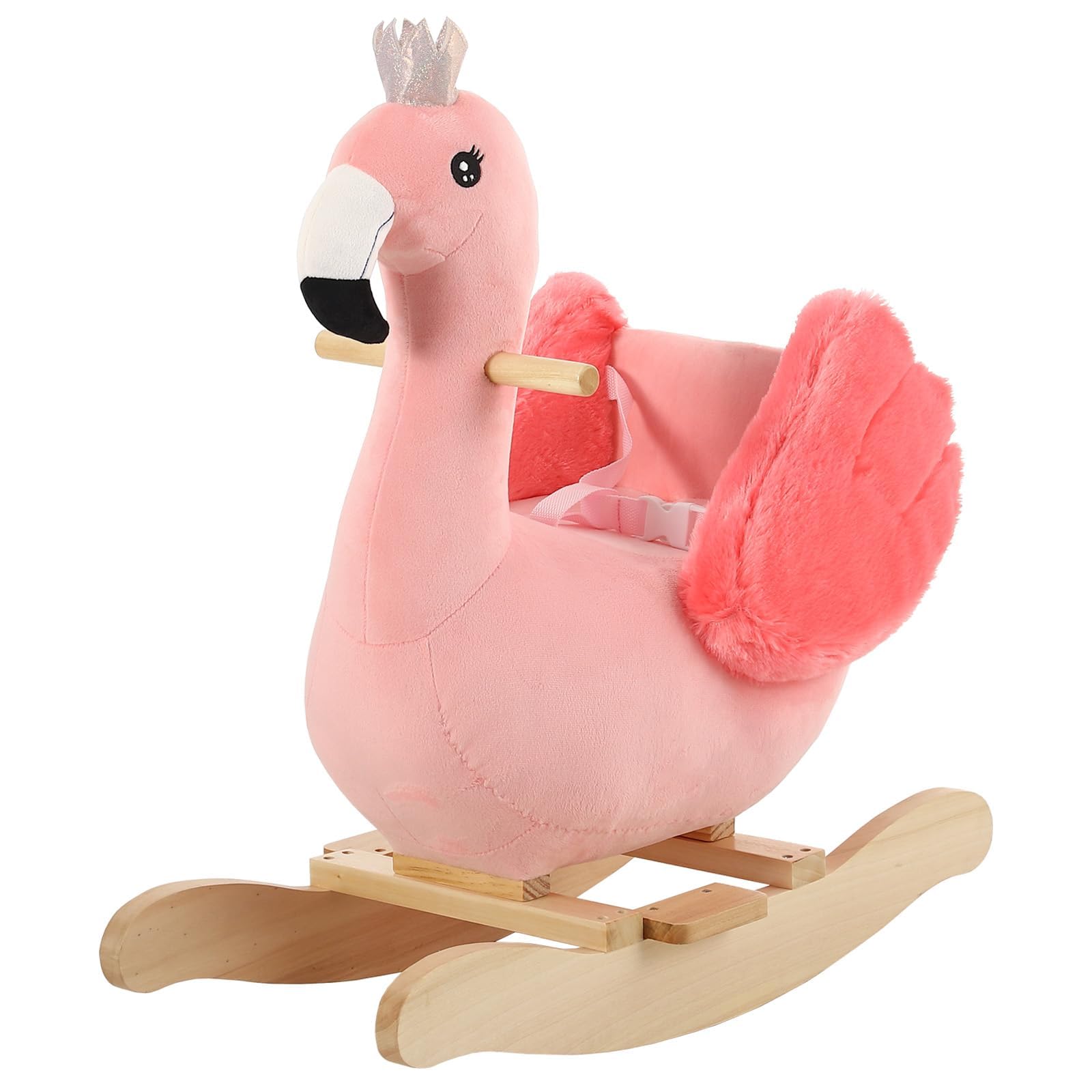 Funlio Flamingo Baby Rocking Horse For Toddlers 6 Months To 3 Years, Cute & Graceful Pink Swan Rocker For Baby Girl, Stuffed Plush Ride-On Rocking Animal, Easy To Assemble, Cpc & Ce Certified