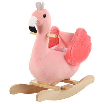 Funlio Flamingo Baby Rocking Horse For Toddlers 6 Months To 3 Years, Cute & Graceful Pink Swan Rocker For Baby Girl, Stuffed Plush Ride-On Rocking Animal, Easy To Assemble, Cpc & Ce Certified