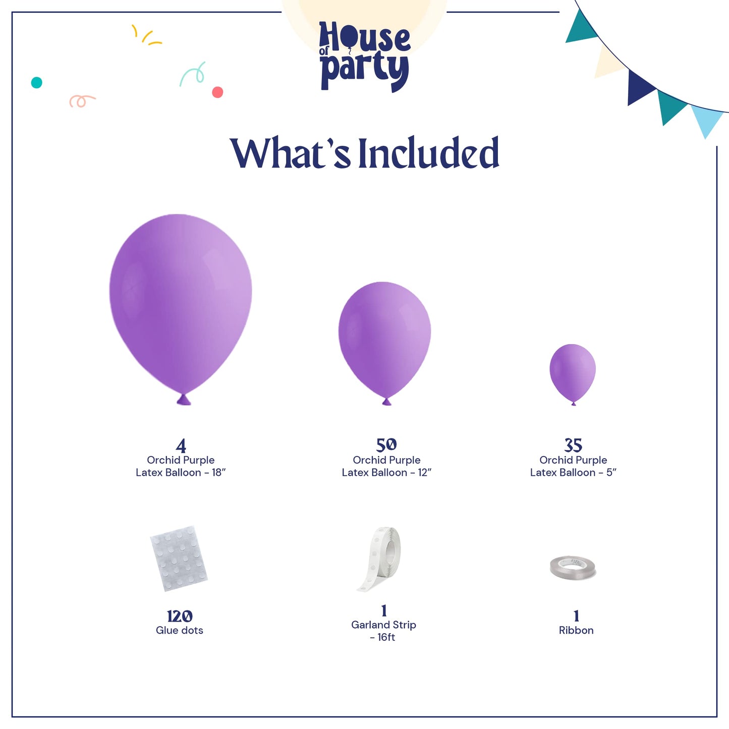 HOUSE OF PARTY Purple Balloons Garland Kit - Light Purple Balloon Arch, Rubber Material, Perfect for Easter, Graduation, Birthday, Wedding Decor