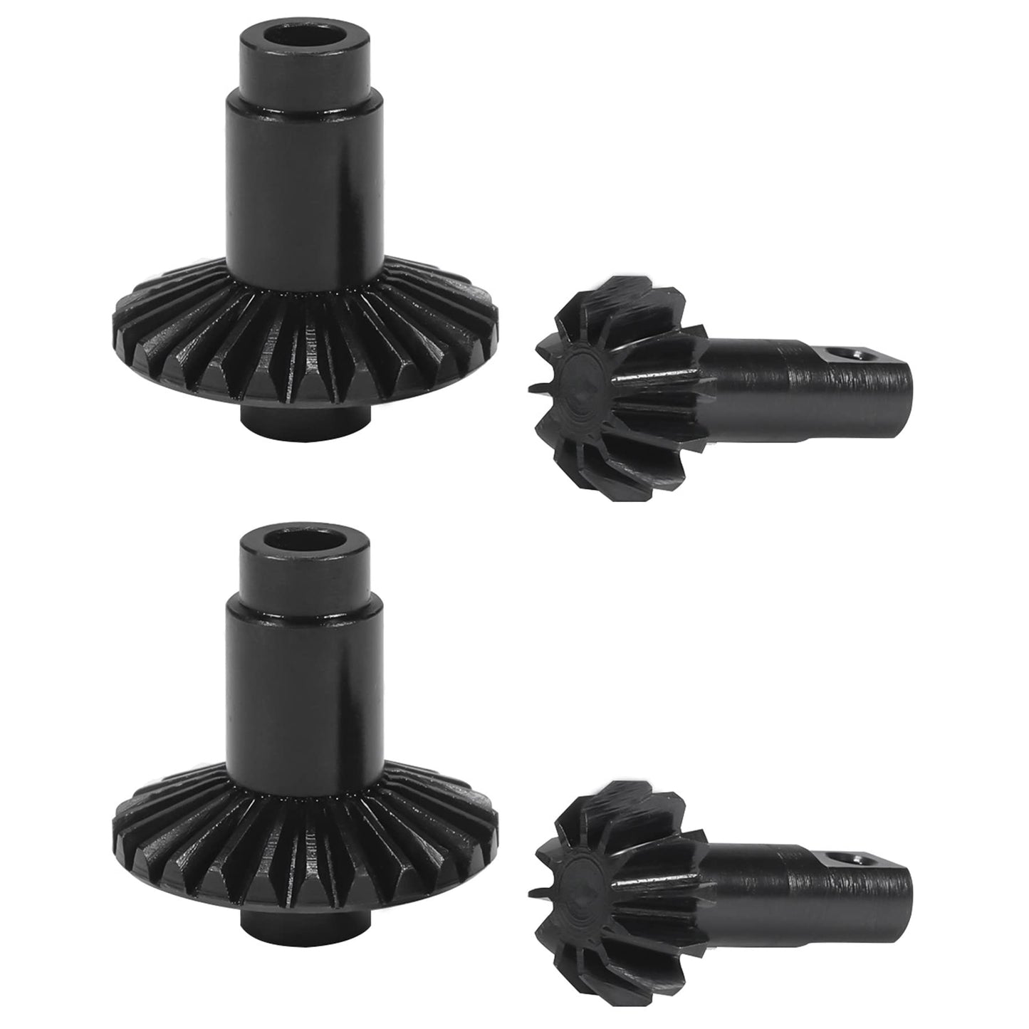 TRX4M Gear 4pcs 24/12T Steel Machined 1/18 RC Crawler Ring Gear Pinion Gear 24/12T Axle Differential Helical Gears for 1/18 RC C