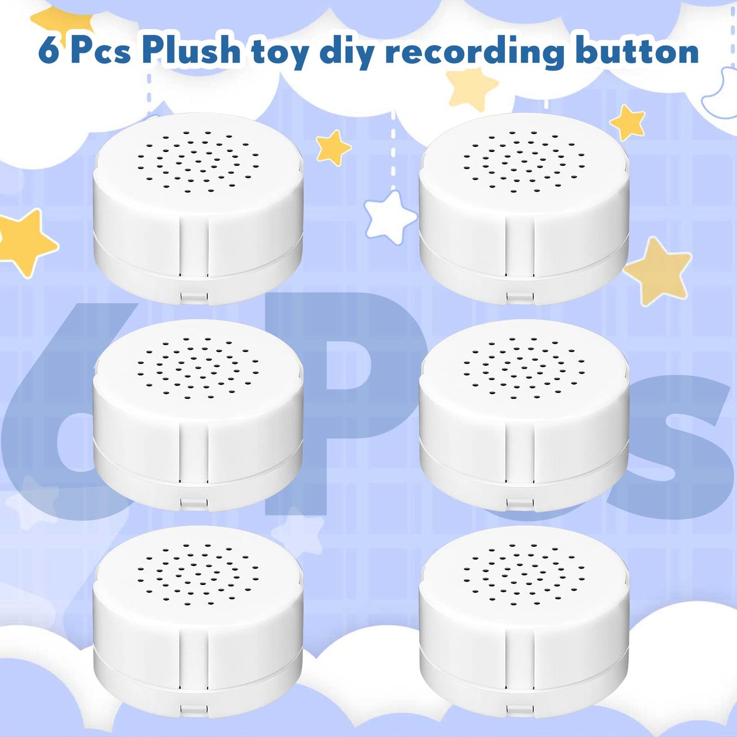 6 Pcs White Sound Recorder Voice Recorder Music For Stuffed Animal, Toy Recording Device Recordable Sound Module, Record Message