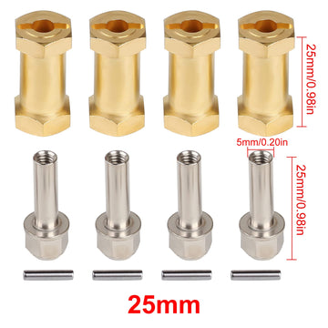 INJORA RC Hex Hub 12mm Brass Wheels Hex Hub Extension Hex Drive Adapter for 1/10 RC Crawler Axial SCX10 90046 D90 (25mm)