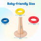 Adena Montessori Rocking Stacker Baby Toys for 6-12 Months, Medium Size, Wooden, Red, Yellow, Blue