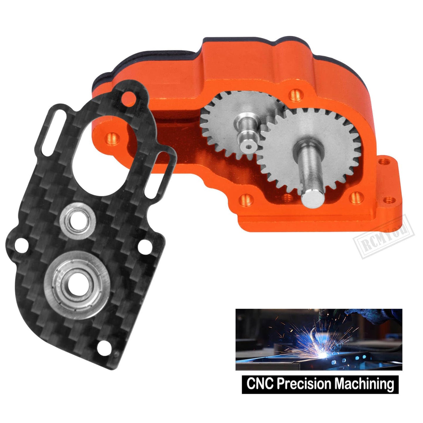 RCMYou RC Carbon Fiber Frame Chassis w/Gearboxes Upgrades Part for 1/10 Axial SCX10 SCX10 II 90046 90047 RC Crawler Car,Orange