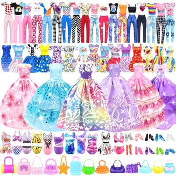 Doll Clothes And Accessories For 11.5 Inch Doll Dress Up Set With 1 Wedding Gown Dress 2 Fashion Dresses 4 Mini Dresses 2 Tops And Pants Outfits Swimsuits 10 Shoes 10 Bags Toys Gift For Girls