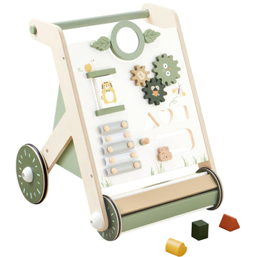 Beright Wooden Baby Walker With Roller Upgraded, Push And Pull Learning Activity Walker, Multi-Functional Kids’ Activity Toys, Develops Motor Skills & Stimulates Creativity, Green