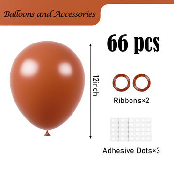 Voircoloria Coffee Brown Balloons, 66Pack 12Inch Tan Latex Party Balloons For Wedding, Birthday, Graduation, Bridal Shower, Baby