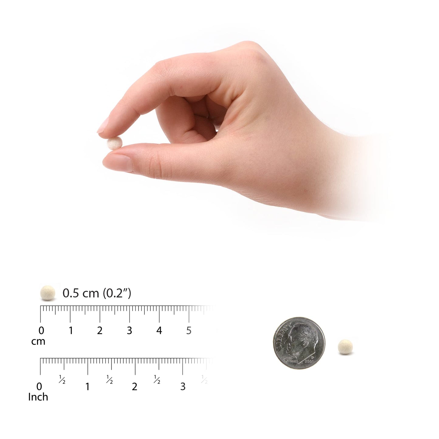 Glaciart One Wool Felt Balls Super Small (240 Pieces) 0.5 Centimeter - 0.2 Inch, Tiny Handmade Felted 40 Color (Red, Blue, Yello