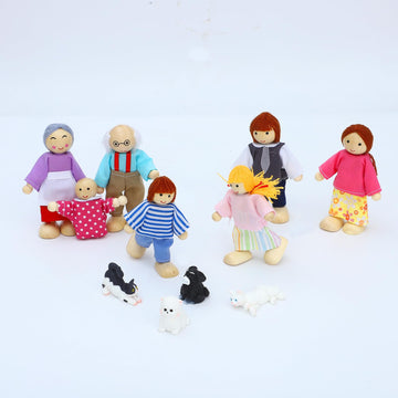 Onest 11 Pieces Wooden Dollhouse Family Set Mini People Figures Sets Dollhouse Dolls Wooden Doll Family Pretend Play Figures Accessories For Pretend Doll House Toy