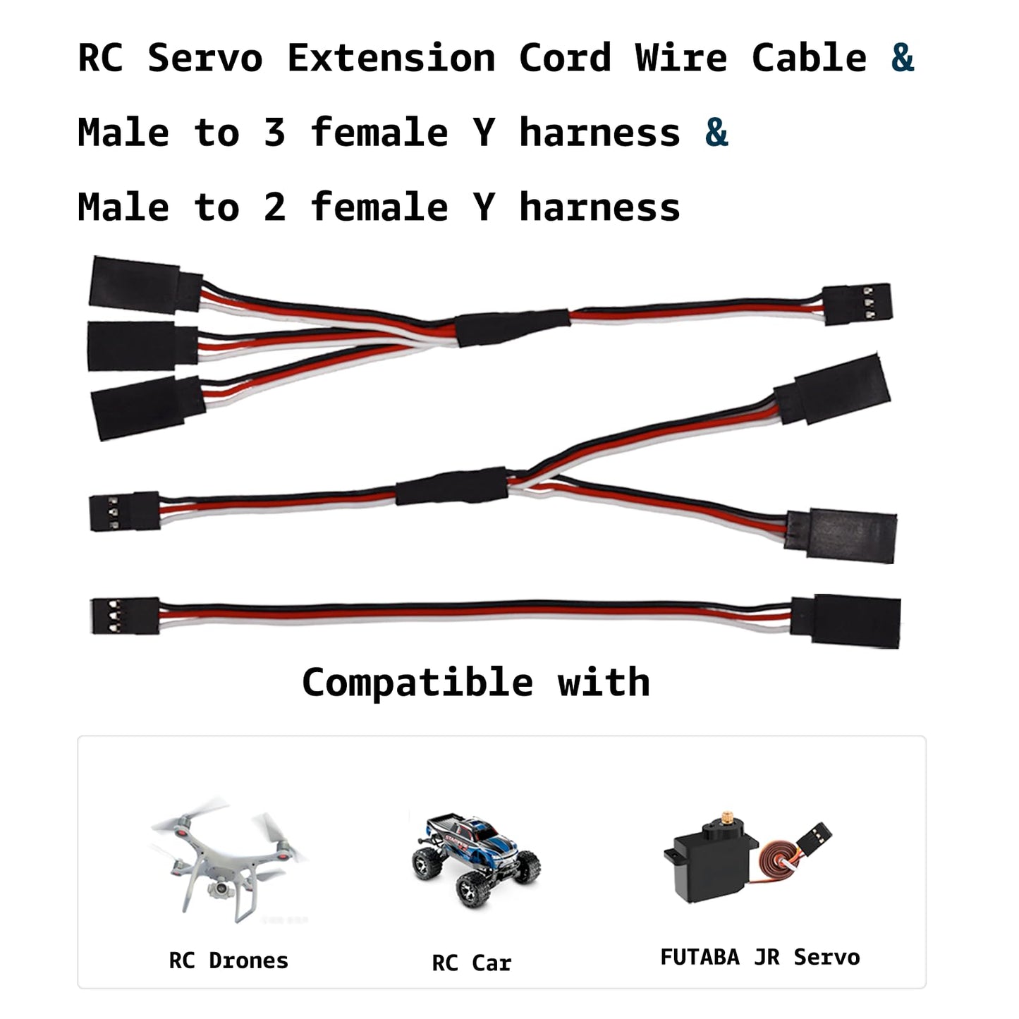 Jst Y Splitters 1 Male To 2 Female And 1 Male To 3 Female, Rc Servo Y Connector 3 Pin, Servo Y Harness Lead, Rc Servo Extension