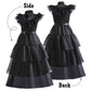 Grivos Black Costume Girls,Little Kid Dress For Kids Black Outfit Halloween Costumes Cosplay Party With Belt Wig Socks 4-14Y