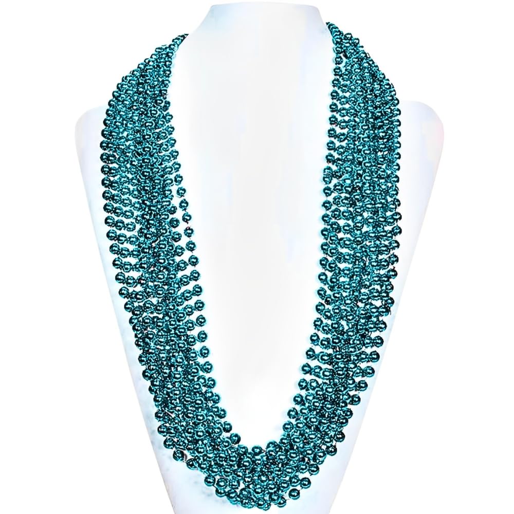 Vibrant Turquoise Bead Plastic Necklaces (30'') - Pack of 50 - Perfect for Events, Fashion & DIY