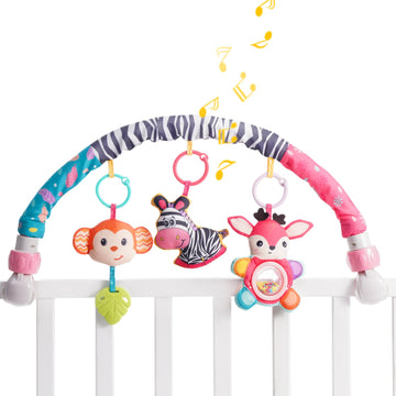 Koty Baby Stroller Arch Toy - Car Seat Toys for Babies 0-6 Months,Activity Arch Toy with Play Accessories, Sensory Travel Crib B