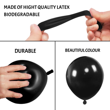 Black Balloons 200Pcs, 5 Inch Small Black Latex Party Balloons, Mini Thick Black Birthday Balloons For Birthday Wedding Decorati