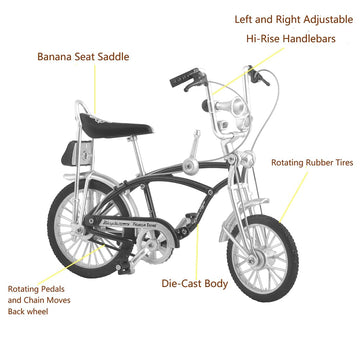 Ailejia Retro Bicycle Model Ornament For Kids Vintage Metal Desktop Mini Retro Style Alloy Classical Bike Toy Finger Bike Models Toys, Creative Iron Art Tabletop Ornament Toys (Schwin Black)