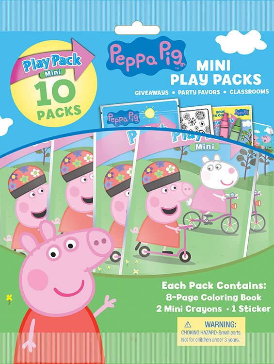Bendon Peppa Pig Mini Play Packs, Each With Mini Coloring Book, 2 Mini Crayons, And A Sticker, 10-Pack