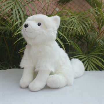 Tammyflyfly Arctic Fox Plush Toy 10Inches, 26Cm, Soft Snow Queen Fox Stuffed Animal Doll (C-Small Sit)