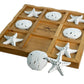 Nautical Crush Trading Starfish Tic Tac Toe Game - 9 x 9 Coastal Beach Decor - White Starfish & Sand Dollars