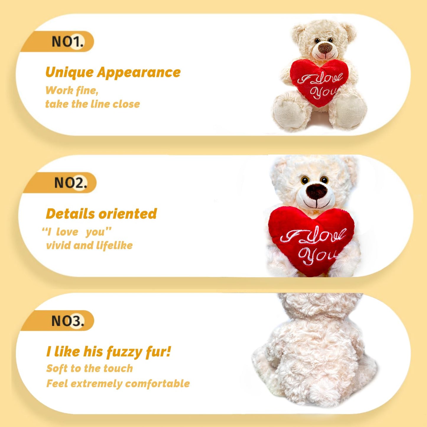 Yolinyoish Stuffed Teddy Bear Dolls With Heart Cute Animal Plush Toy For Girlfriend Mom Anniversary Valentines Birthdays Gifts 1
