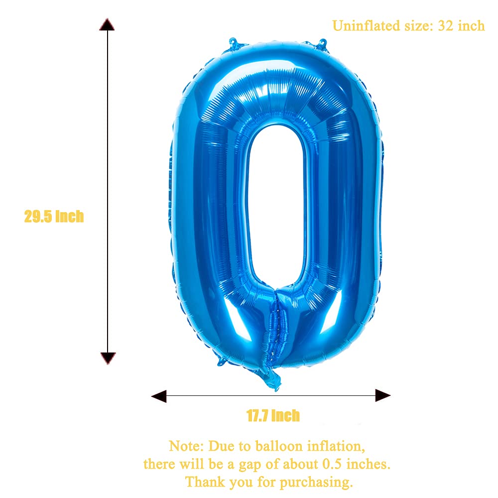 32 Inch Blue Number 0 Balloons Foil Ballon Digital Birthday Party Decoration Supplies (Blue Number 0 Balloon)