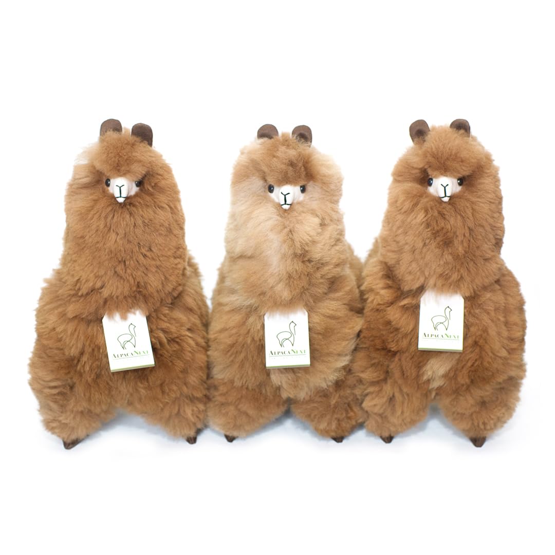 AlpacaNext Llama Stuffed Animal - 18 inch. Cute  Soft and Cuddly Alpaca Plush Toy Handcrafted on Real Alpaka Natural Fur (18 inches  Brown)