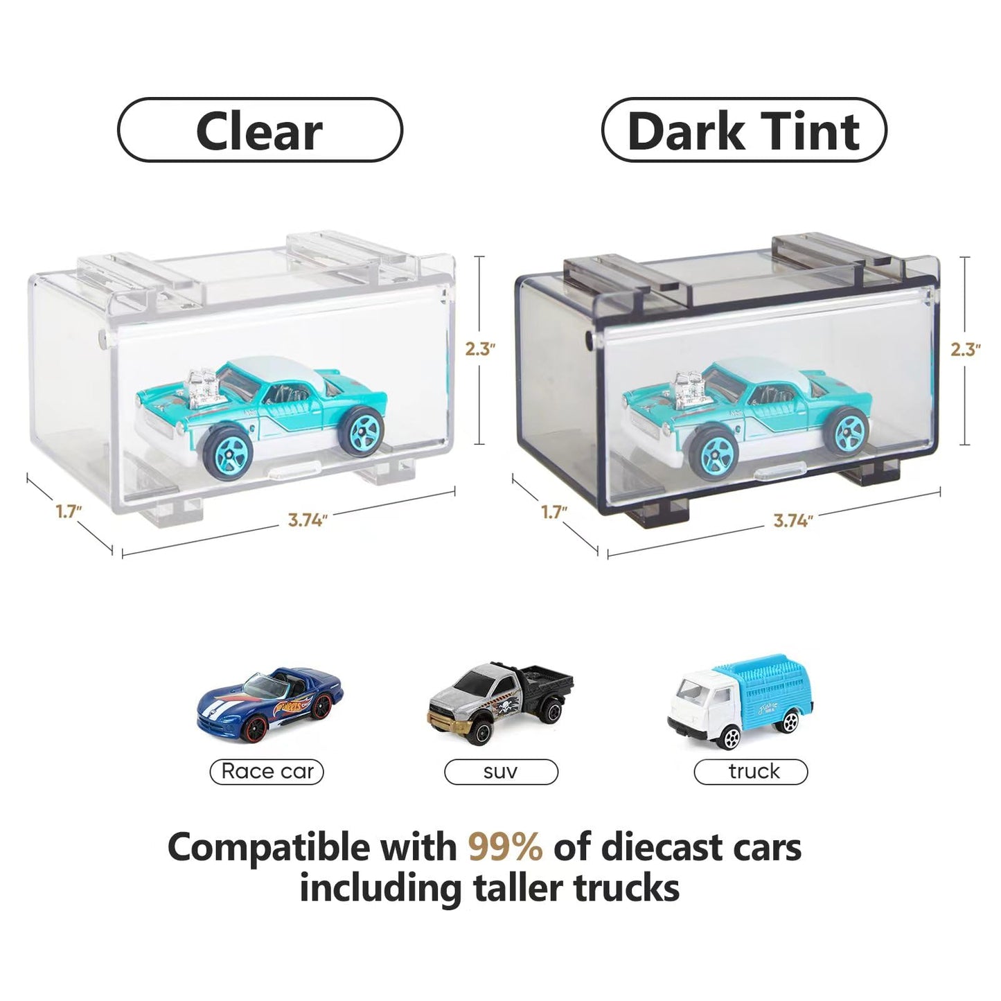 Saichotoy Hot Wheels Display Case: Stackable Toy Car Storage, Transparent Organizer For Matchbox & Hot Wheels 1/64 Scale Diecast