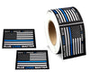 Police Support Stickers - Roll Of 250 Blue Lives Matter Flag Stickers (1 Roll - 250 Stickers)