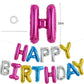 TONIFUL 16 Inch Mylar Letters Birthday Sign Banner Balloon,Happy Birthday Balloons Banner with Ribbon Straw Bunting Reusable for