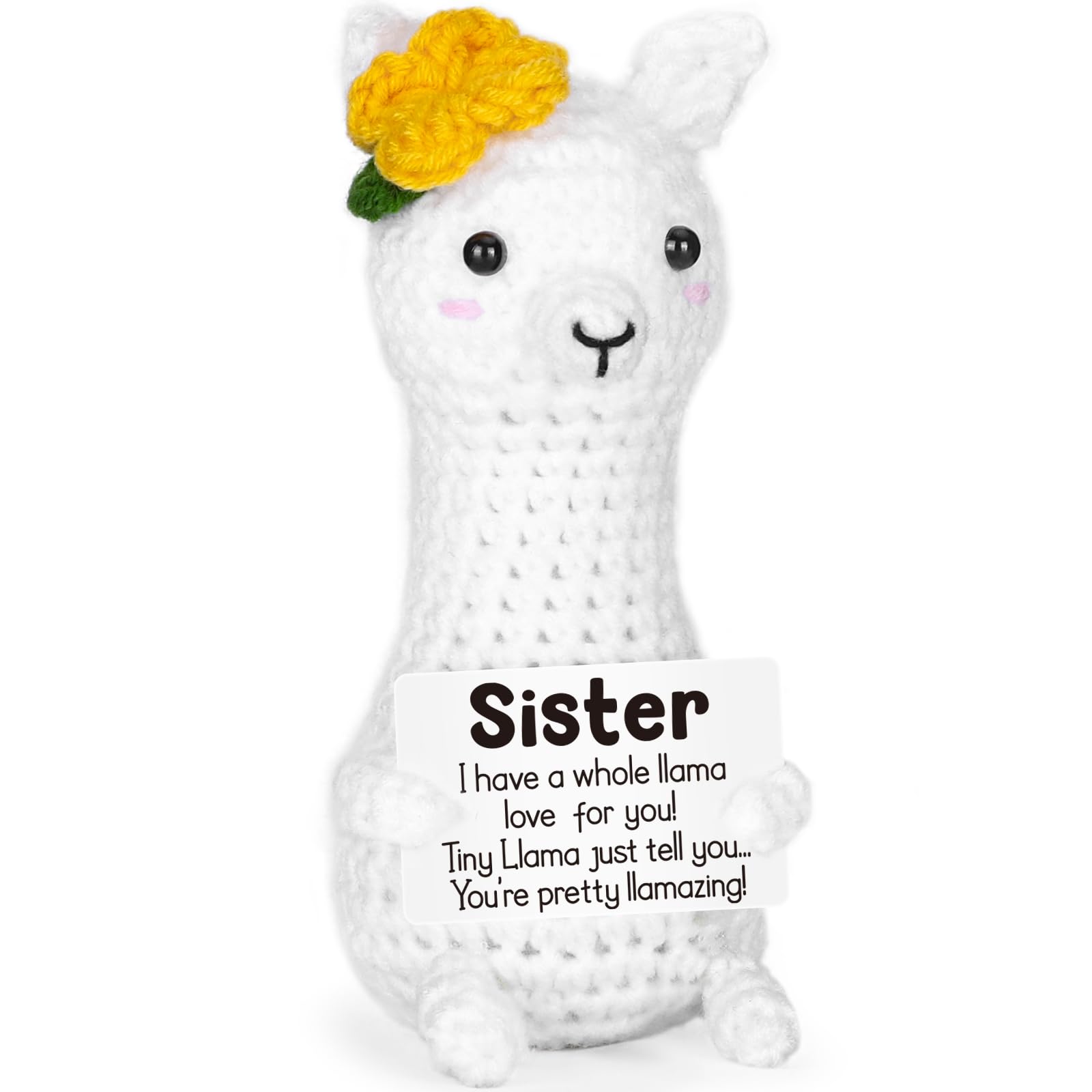 Christmas Sister Gifts from Sisters  Birthday Stocking Stuffers Sister Gifts for Women Girls mature-themed  I Love You Sister in Law Bestie Soul Sister Gifts Presents Small Cute Handmade Knitted Crochet Llama